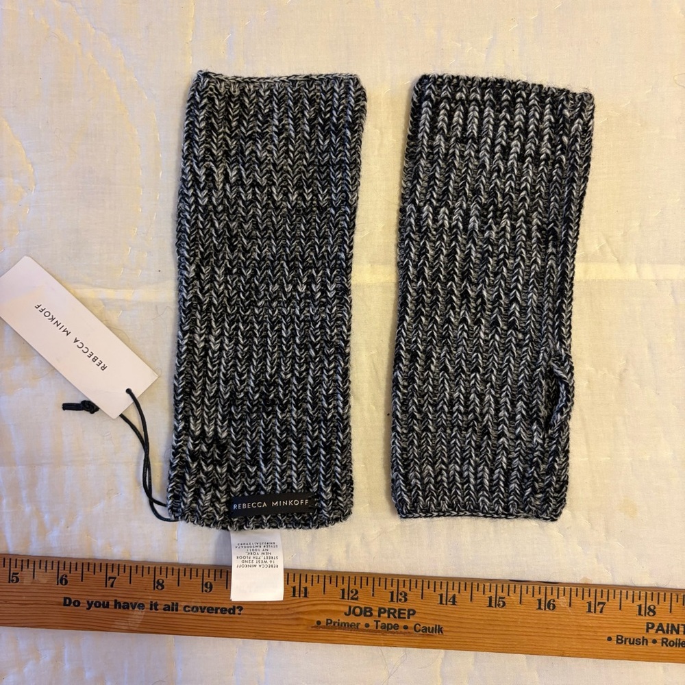 Rebecca Minkoff Black & White Marled Fingerless Gloves NWT